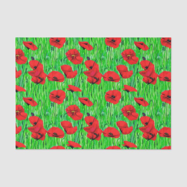 Rote Pflücke in einem grünen Feld Seidenpapier (Vorderseite)
