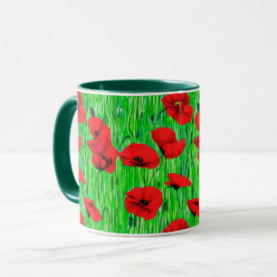 Rote Pflücke in einem grünen Feld Tasse