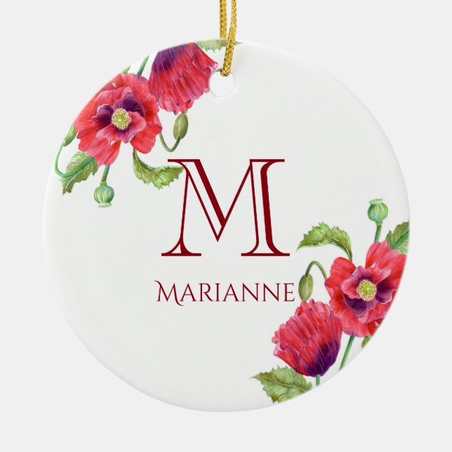 Rote Pfoten der Blumenart Monogram Keramikornament (Vorne)
