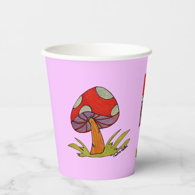 Rote Pilz-Kaffeetasse Pappbecher (Vorderseite)