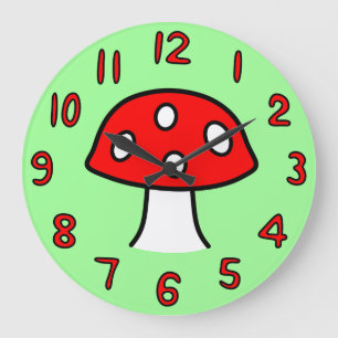 Rote Pilz-Uhr Große Wanduhr