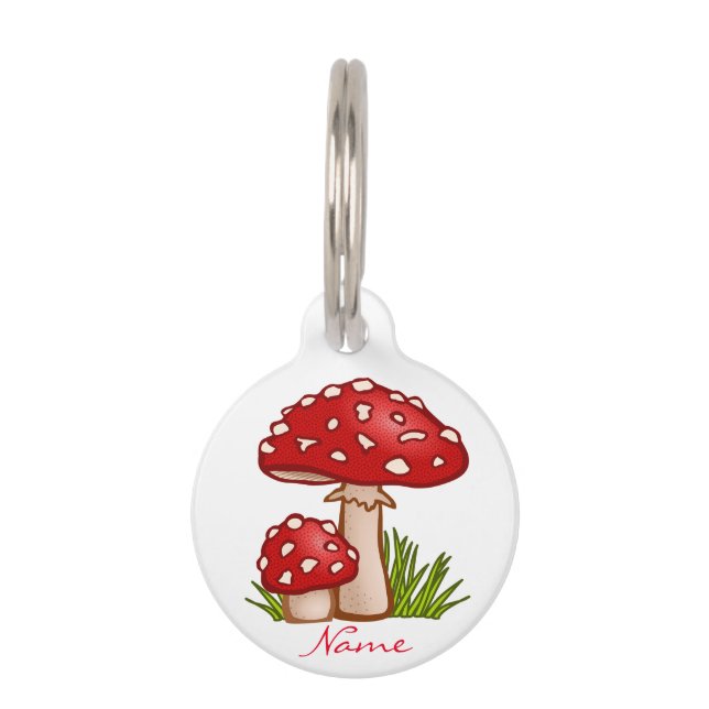 Rote Pilze Amanita Thunder_Cove Haustiermarke (Vorderseite)