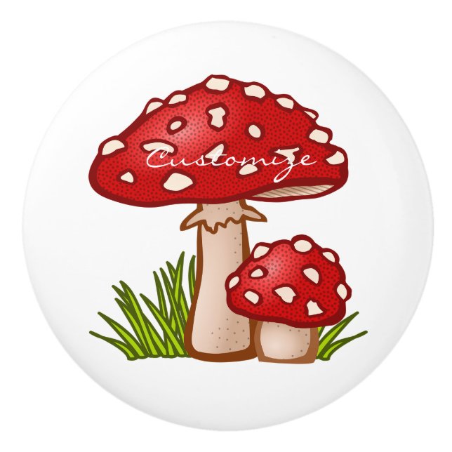Rote Pilze Amanita Thunder_Cove Keramikknauf (Vorderseite)
