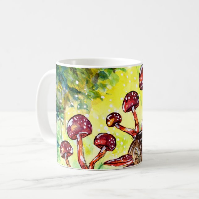 Rote Pilze im waldreichen Wasser Kaffeetasse (Vorderseite Links)