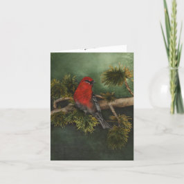 Rote Pine Grosbeak Bullfinch Bird Grußkarte Karte