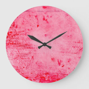 Rote Pink Grunge-Malfarbe-Textur Große Wanduhr