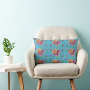 Rote Pink-Rose Shabby Chic Türkis Aqua Floral Blum Lendenkissen