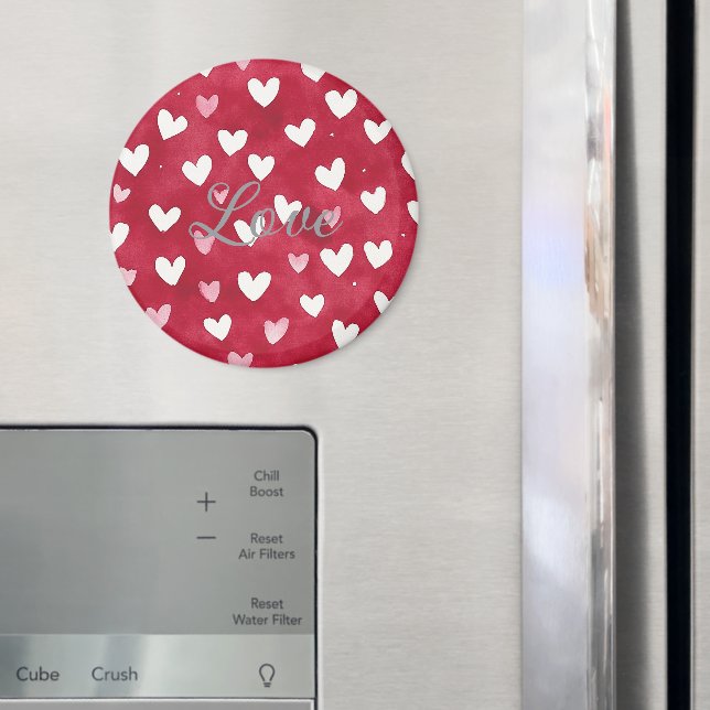 Rote Pink Weiße Herzen Magnet (In Situ (Kühlschrank))
