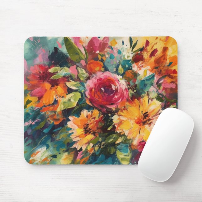 ROTE PINKFARBENE GELBGRÜNE ABSTRAKTE WASSERFARBENE MOUSEPAD (Mit Mouse)