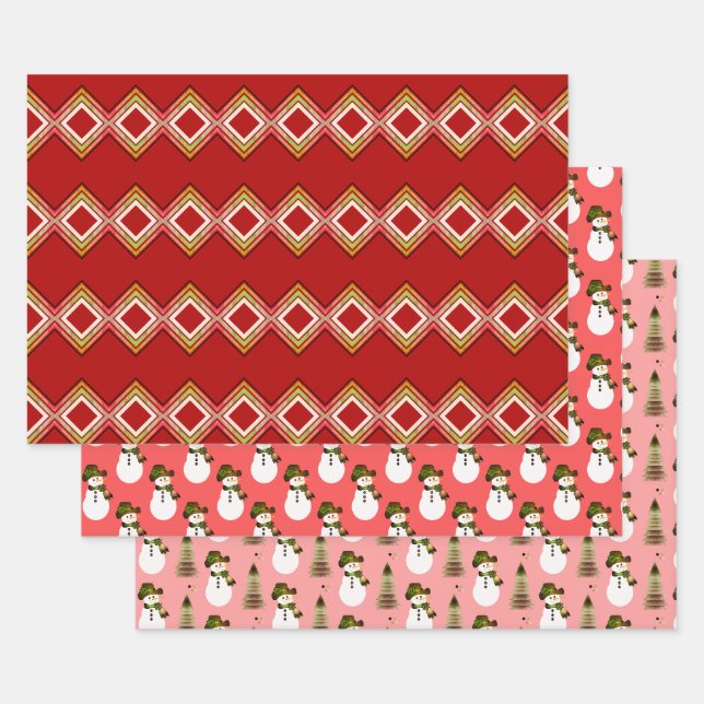 Rote Pinks und Korallen Geschenkpapier Set (Set)