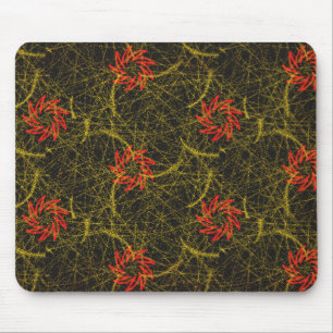 Rote Pinwheels Gelbe Wirbel Fraktal Mousepad