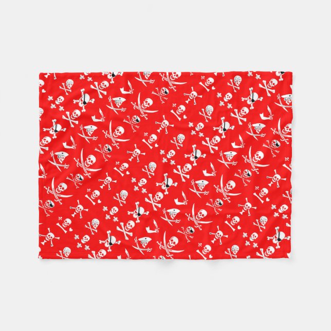 ROTE PIRATBANNER, KREUZTE, SCHWERTER FLEECEDECKE (Vorderseite (Horizontal))