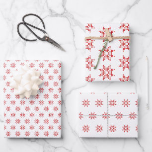 Rote Poinsettia, Abstrakte Weihnachten Geschenkpapier Set
