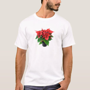 Rote Poinsettia auf einem weißen Hintergrund T-Shirt