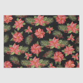 Rote Poinsettia-Blume und Holzoberries Seidenpapier