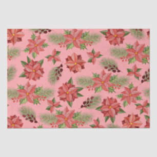Rote Poinsettia-Blume und Holzoberries Seidenpapier