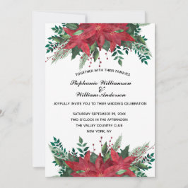 Rote Poinsettia Blumenweihnachtsfeier Einladung