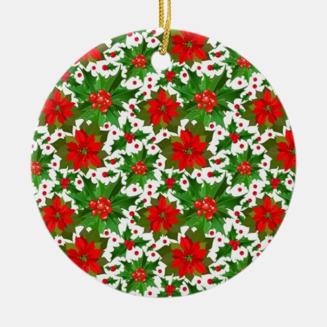 Rote Poinsettia Keramik Ornament (Vorne)