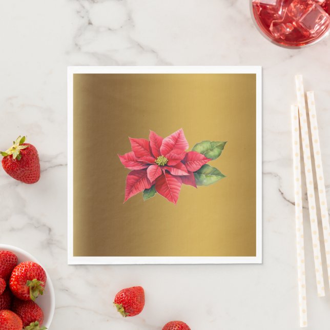 Rote Poinsettia Rostgold Serviette (Beispiel)