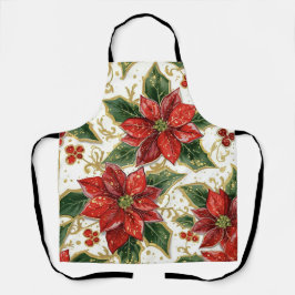Rote Poinsettia und Weihnachtsferien Winter Schürze