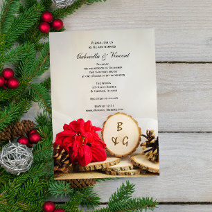 Rote Poinsettia Woodland Einladung zur Hochzeit