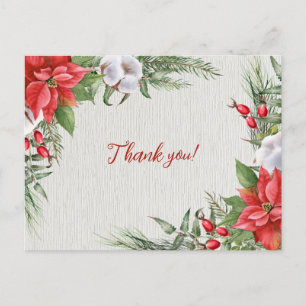 Rote Poinsettie Grüne Blätter Hochzeit Postkarte