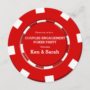 Rote Poker-Chip-Herz-Verlobung Hochzeitseinladung Einladung