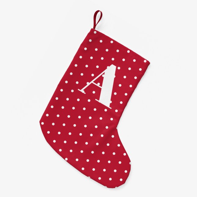 Rote Polka-Dots Kleiner Weihnachtsstrumpf (Vorderansicht (hängend))