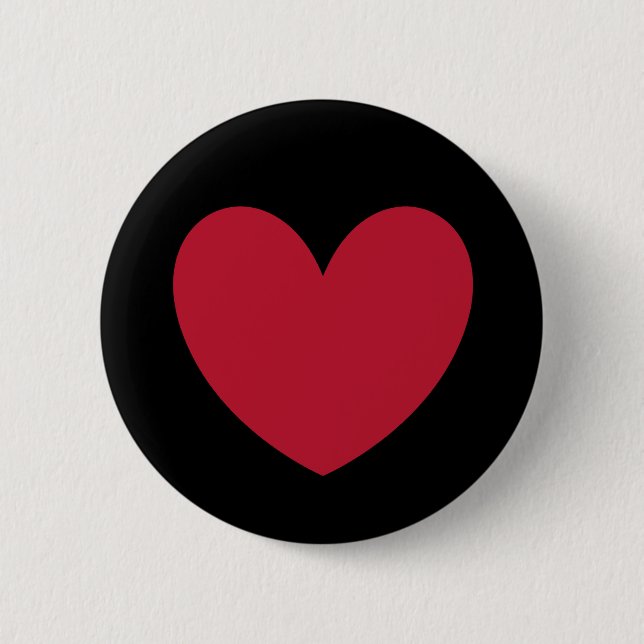 Rote Polka-Herzen auf schwarz Button (Vorderseite)