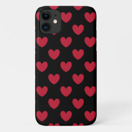 Rote Polka-Herzen auf schwarz Case-Mate iPhone Hülle