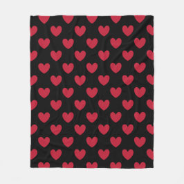 Rote Polka-Herzen auf schwarz Fleecedecke