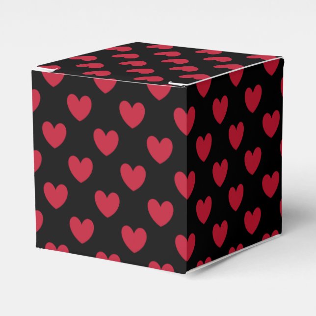 Rote Polka-Herzen auf schwarz Geschenkschachtel (Vorderseite)
