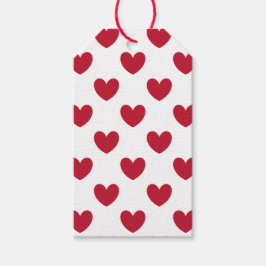 Rote Polka-Herzen auf weiß Geschenkanhänger
