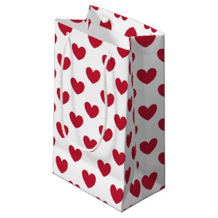Rote Polka-Herzen auf weiß Kleine Geschenktüte