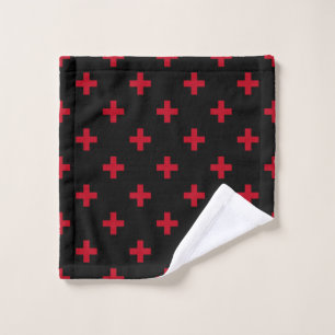 Rote Polka-Kreuze auf schwarz Waschlappen