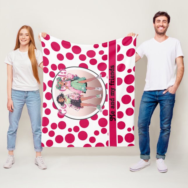 Rote Polka Punkte auf weißem Hintergrund Fleecedecke (Beispiel)