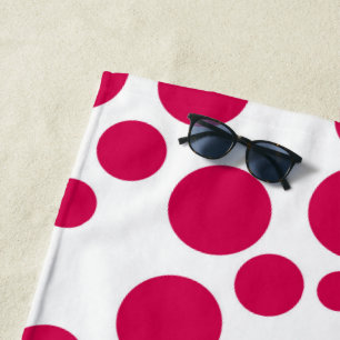 Rote Polka Punkte auf weißem Hintergrund Strandtuch