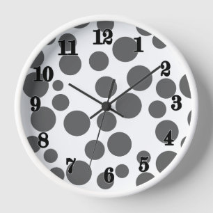 Rote Polka Punkte auf weißem Hintergrund Uhr