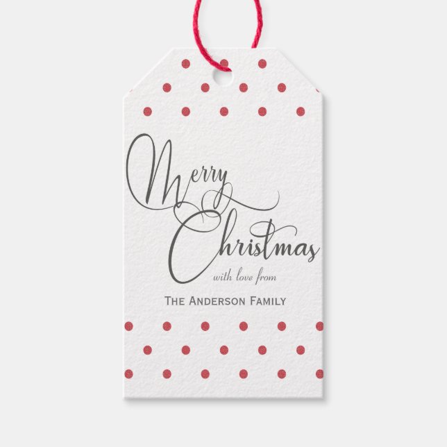 Rote Polka-Punkte-Geschenk-Tags Geschenkanhänger (Vorderseite)