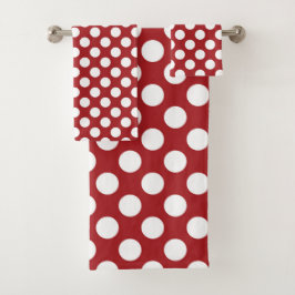 Rote Polka-Punkte, Polka-Dottern-Muster, Punkte, g Badhandtuch Set