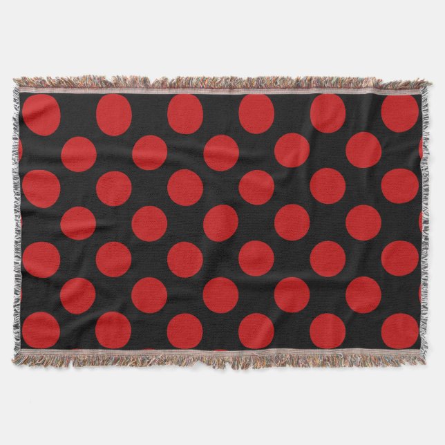 Rote Polka-Punkte, Polka-Dottern-Muster, Punkte, g Decke (Vorderseite)