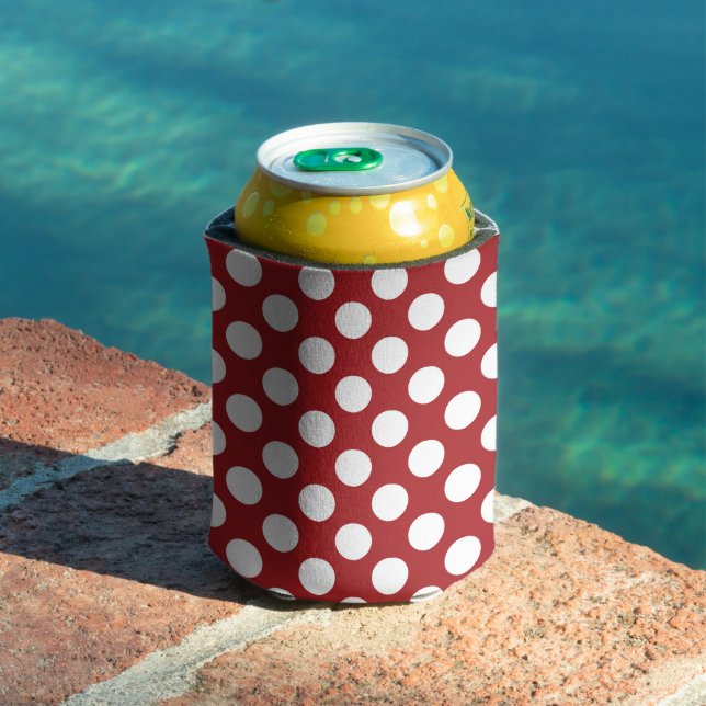 Rote Polka-Punkte, Polka-Dottern-Muster, Punkte, g Dosenkühler (In Situ Pool)