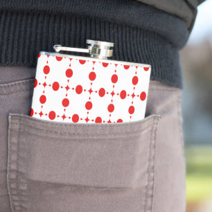Rote Polka-Punkte, Polka-Dottern-Muster, Punkte, g Flachmann