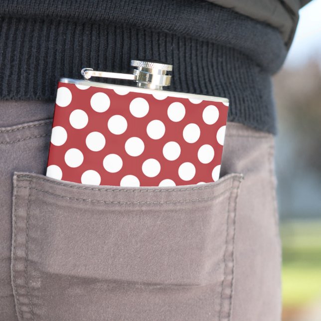 Rote Polka-Punkte, Polka-Dottern-Muster, Punkte, g Flachmann (Beispiel)