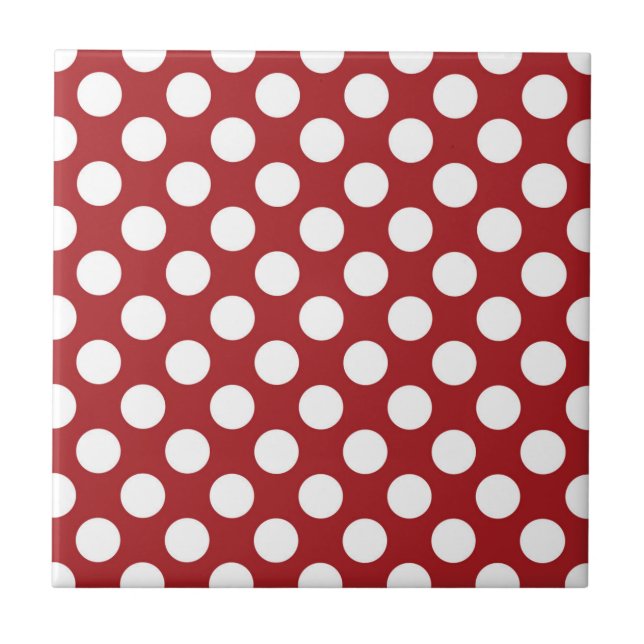 Rote Polka-Punkte, Polka-Dottern-Muster, Punkte, g Fliese (Vorderseite)