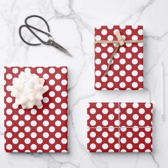Rote Polka-Punkte, Polka-Dottern-Muster, Punkte, g Geschenkpapier Set (Vorderseite)