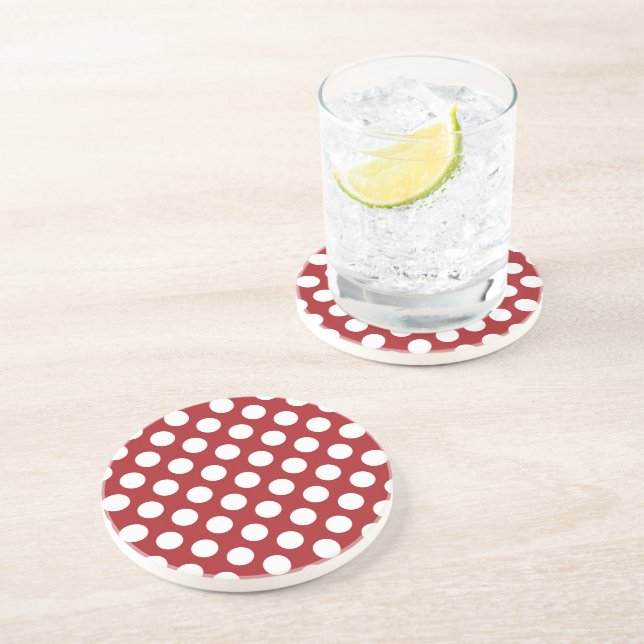 Rote Polka-Punkte, Polka-Dottern-Muster, Punkte, g Getränkeuntersetzer (Seite)