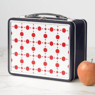 Rote Polka-Punkte, Polka-Dottern-Muster, Punkte, g Metall Brotdose