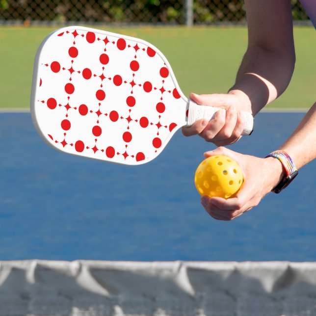 Rote Polka-Punkte, Polka-Dottern-Muster, Punkte, g Pickleball Schläger (InSitu)