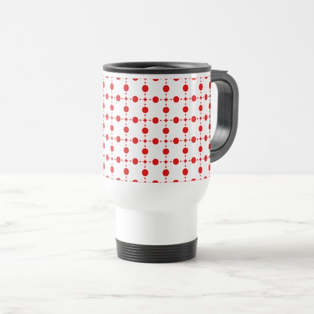 Rote Polka-Punkte, Polka-Dottern-Muster, Punkte, g Reisebecher (VorderseiteRechts)